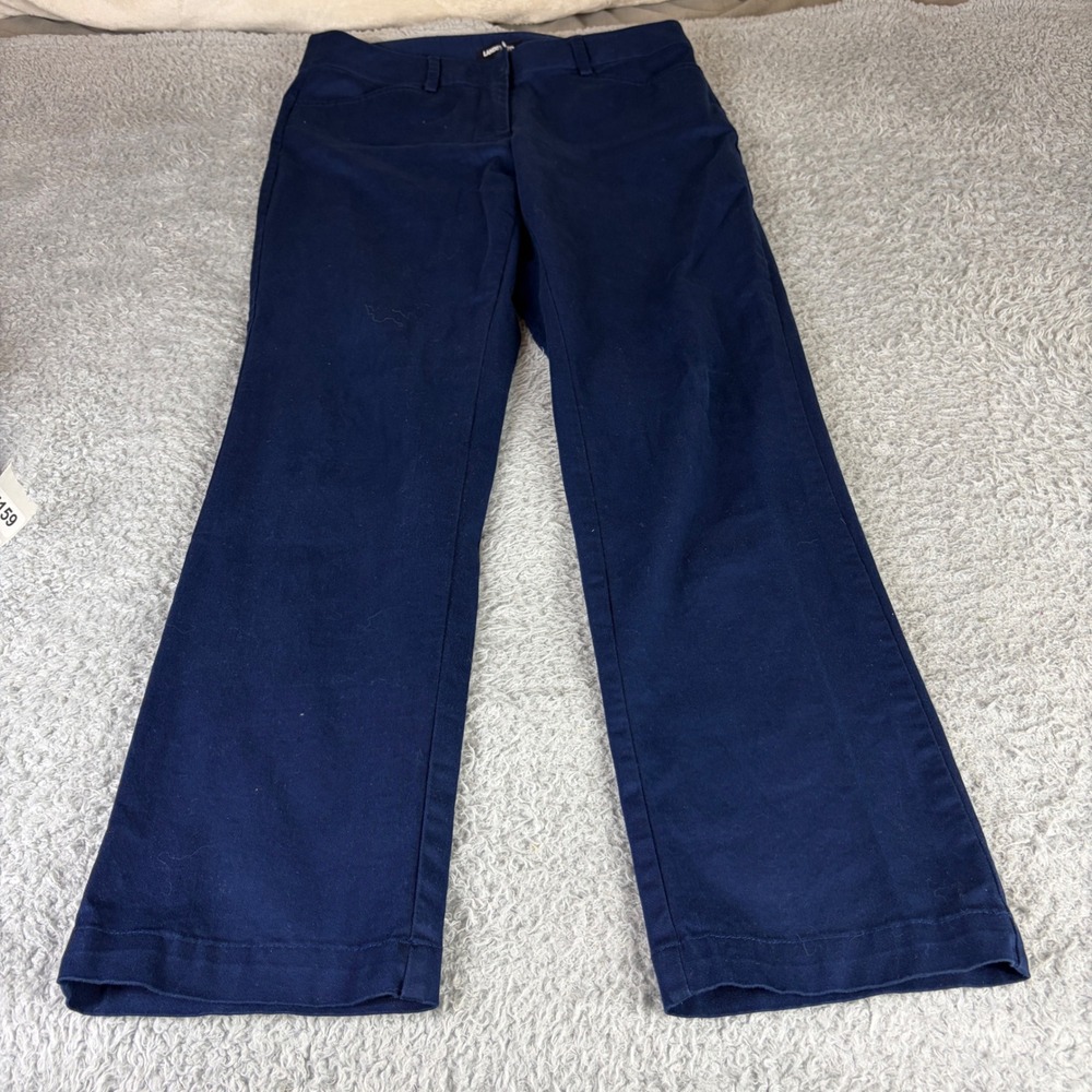 Lands End Womens Navy Blue Mid Rise Straight Leg Chino Pants Size 12